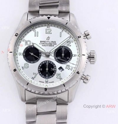 Clone Breitling Navitimer Aviator 8 Chronograph 7750 Watch White Panda Dial